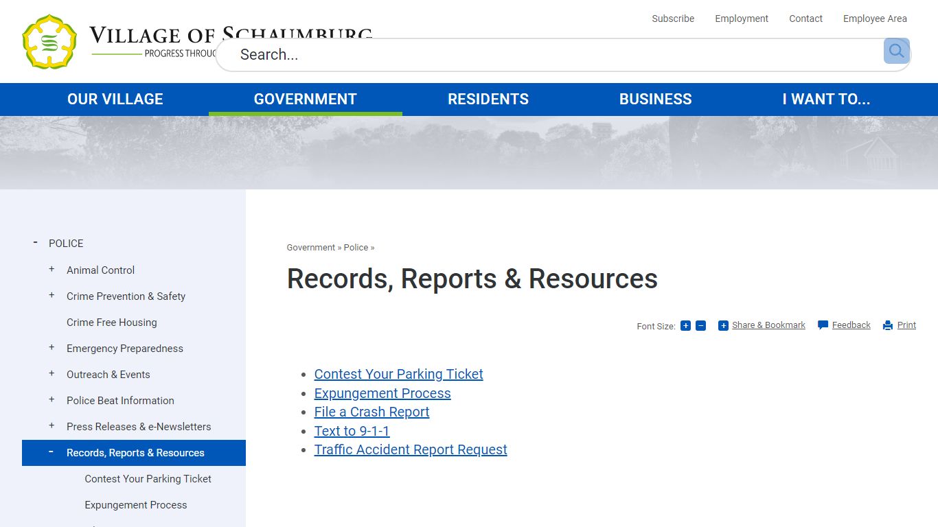 Records, Reports & Resources | Schaumburg, IL