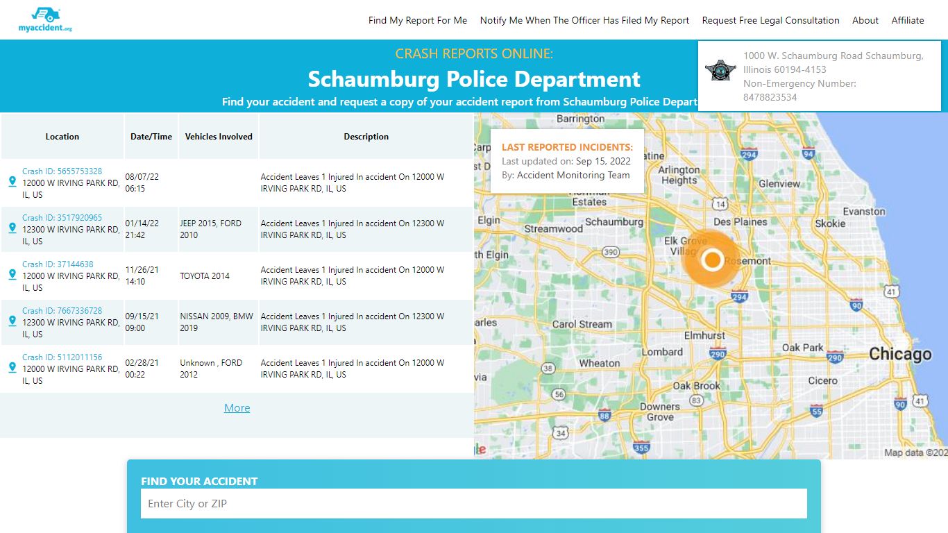 Online Crash Reports for Schaumburg Police Department