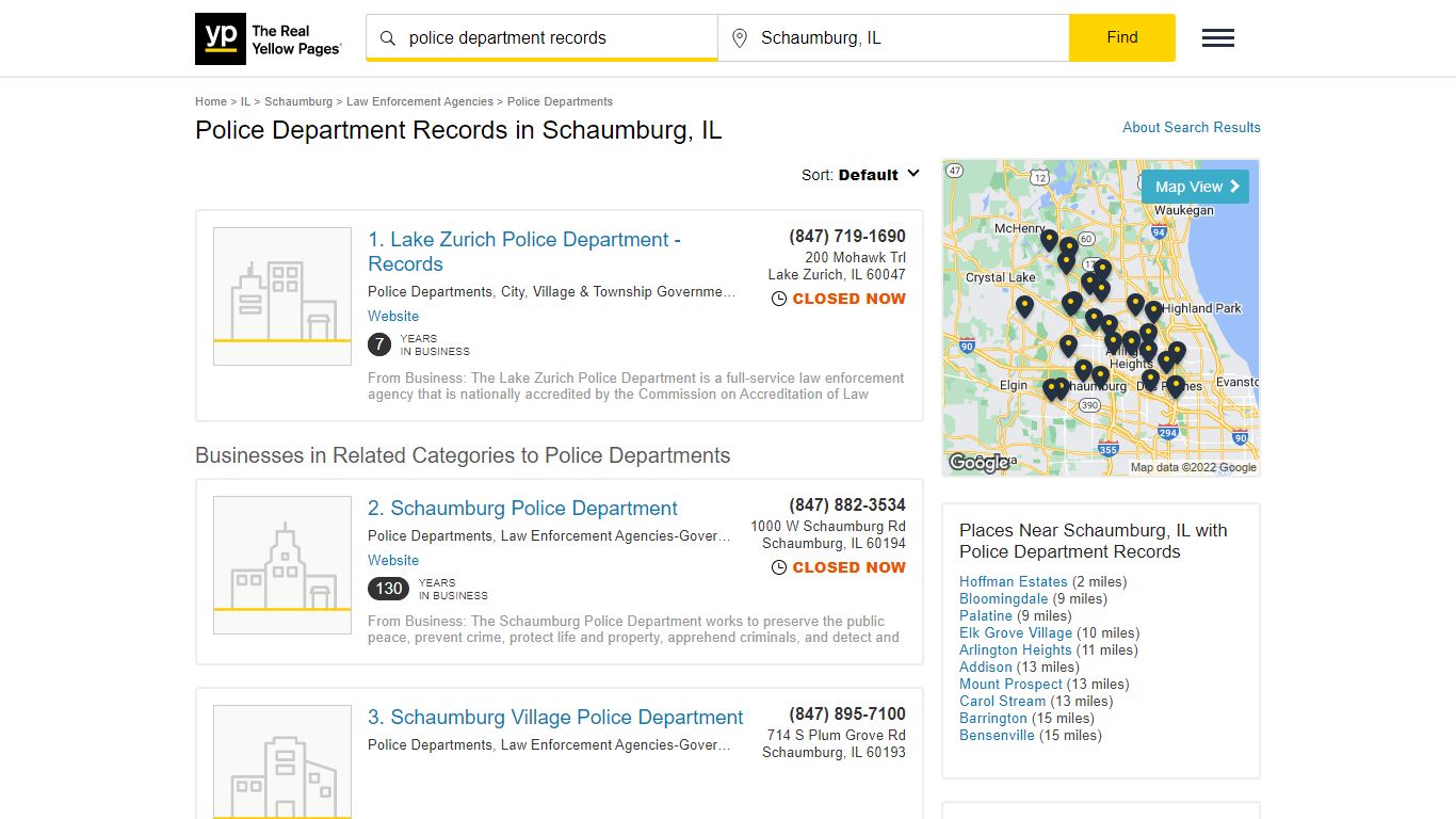 Police Department Records in Schaumburg, IL with Reviews - YP.com