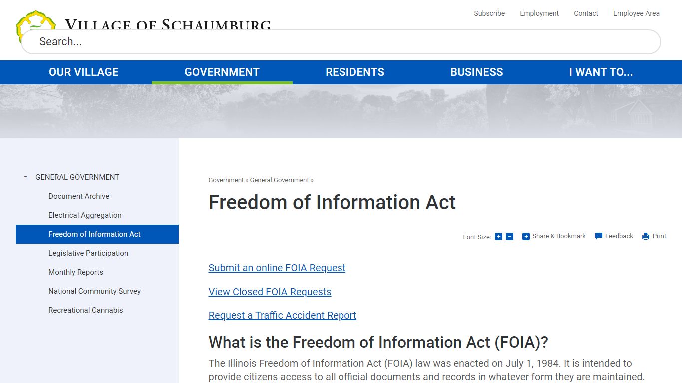 Freedom of Information Act | Schaumburg, IL